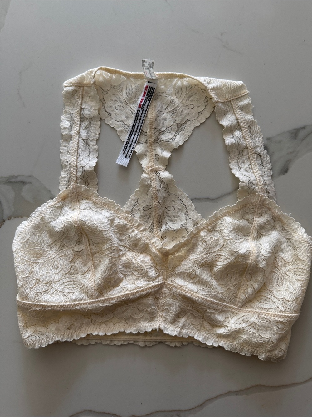 Free People Cream Lace Racerback Bralette